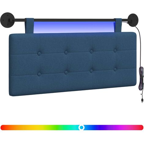 Maison Exclusive - Hängendes Kopfteil Mit LED Licht Blau Stoff (1/5)