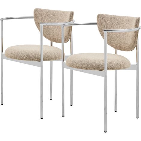 Set di 2 sedie da pranzo scandinave in tessuto, struttura in acciaio inox (1/5)