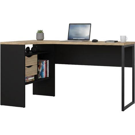 Dmora Bureau, couleur noire, 145,1 x 76,8 x 81 cm, avec emballage renforcé