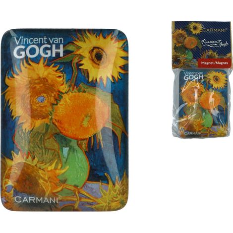 Kühlschrankmagnet mit Van Goghs Sonnenblumen in einer Vase – Geschenkidee (1/3)
