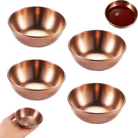 4 teiliges Set Saucenschalen Runde Dipschalen Runde Schalen für Saucen Saucenschalen aus Edelstahl Mini Sojasaucenschalen Sushi Dipschalen Vorspe (1/5)