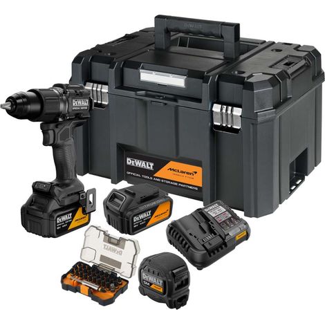 DeWALT - Atornillador taladro de percusión a batería 18V, con accesorios, McLaren, 2x batería 4,0 Ah XR Li-Ion, cargador DCD86MM2KT (1/5)