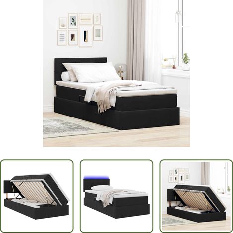 LED Beleuchtung - Bett mit Stauraum und LED mit LED Schwarz 100 x 200 cm Samt (1/5)