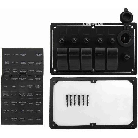 5-fach Wippschalterpanel 12–24 V, Aluminium, rote LED-Anzeige, für Fahrzeuge, LKW, Wohnmobile, Boote, UTVs (1/5)