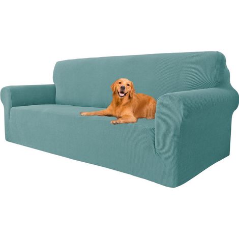 Elastischer 3-Sitzer Sofaüberzug Hellblau, rutschfest, waschbar (1/5)