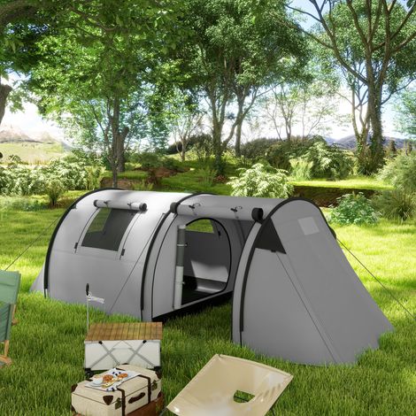 Tente 3-4 personnes avec espace salon et chambre, étanche, transport aisé avec housse de rangement incluse (1/5)