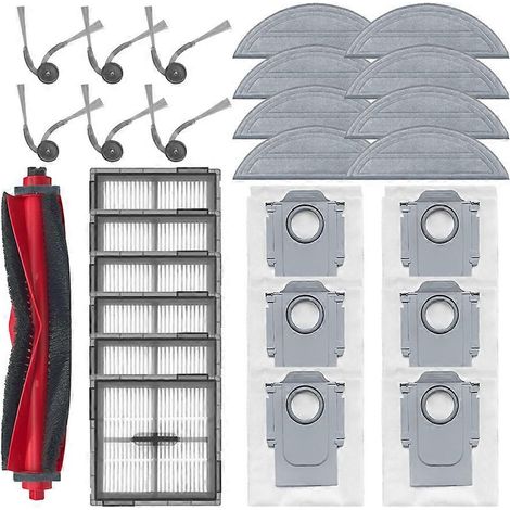 Lot de 27 pièces pour Roborock Q10 S5/Q10 S5+/Q10 X5/Q10 X5+/Q10 VF/Q10 VF+ : brosse principale, filtre, chiffon de nettoyage et sac à poussière.