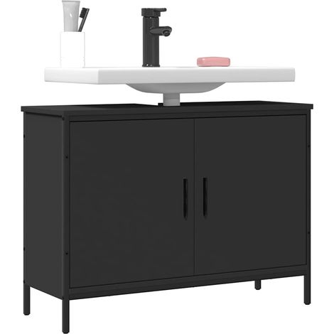 Waschbeckenunterschrank Schwarz 80x30x60 cm Holzwerkstoff (1/5)