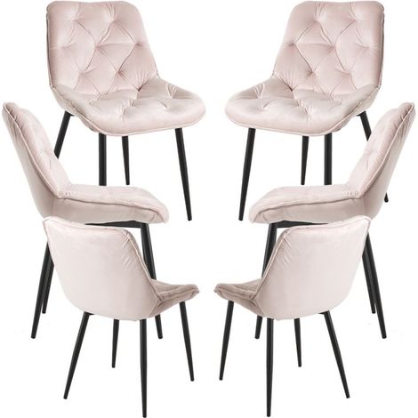 Packs Sillas Comedor - Pack 6 Sillas Miska Terciopelo - Rosa (1/5)