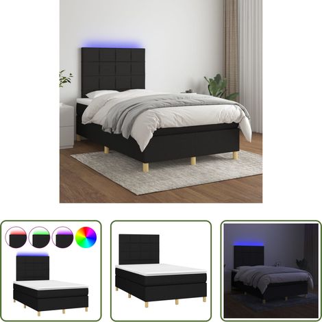 vidaXL LED-Leiste - Boxspringbett mit Matratze & LED Schwarz 120x200 cm Stoff (1/5)