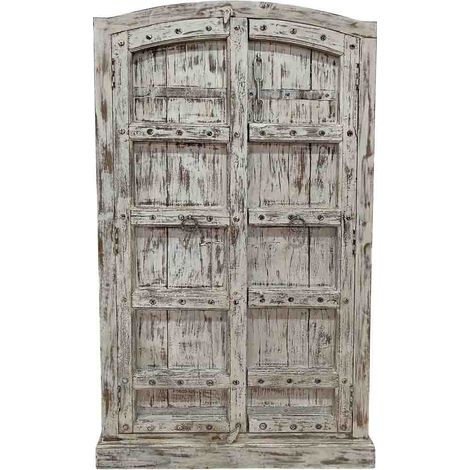 Armario de madera acabado artesanal gris 107x42x191h cm (1/4)
