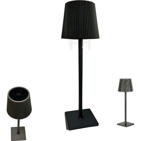 LAMPADA DA TAVOLO TOUCH LED MODERNA RICARICABILE BAR HOTEL RISTORANTE NERO G02 (1/2)