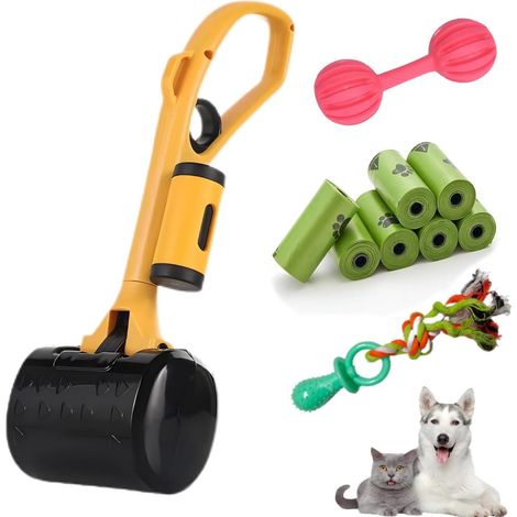 1 pièce - Ramasse-crottes de chien - Pelle à crottes de chien - Ramasse-crottes pour promenades - Jaune (1/5)