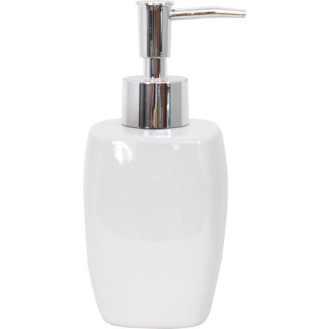 MSV - Set di Accessori da Bagno in Ceramica da 3 Pezzi - Dispenser di Sapone - Portasapone - Bicchiere - Bianco - Design Solido ed estetico