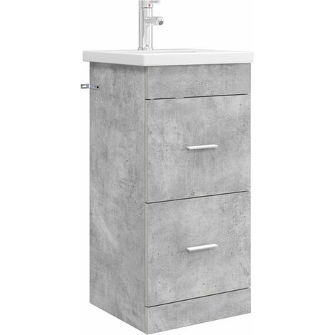 Meuble de salle de bain avec lavabo, gris béton, 42 x 40 x 84,5 cm (1/5)