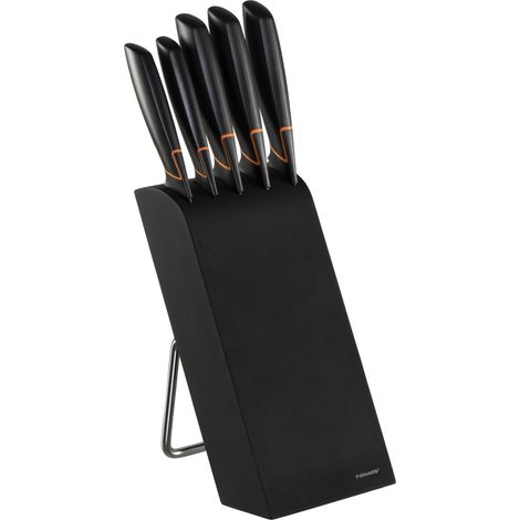 Fiskars 978791 Bloque de 5 cuchillos negro ergonómico