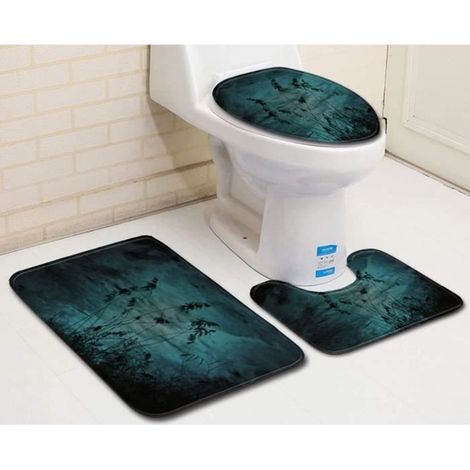 (Multicolore)Ensemble de 3 tapis de bain antidérapants Feuilles De Nuit - Multicolore - 50 x 80 cm (1/4)
