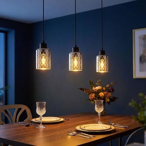 LED Hängeleuchte Pendelleuchte Wohnzimmerlampe höhenverstellbar schwarz H 120 cm (1/5)