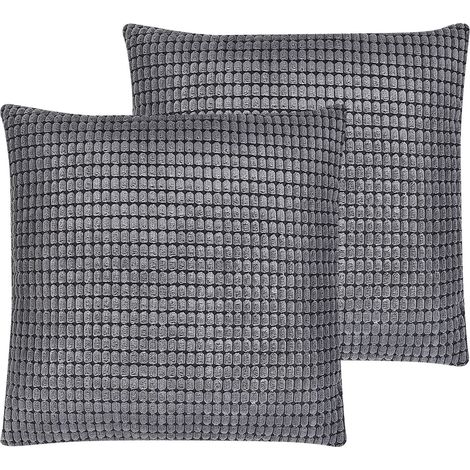 Dekokissen 2er Set ASPIDISTRA Samtstoff 45 x 45 cm Grau Geometrisches Muster (1/5)