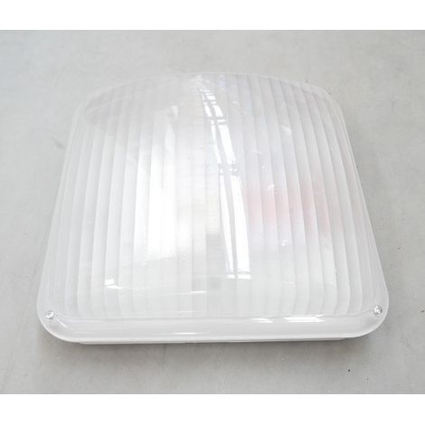 Plafonnier carré diffuseur transparent mm pour lampe 100W max culot E27 230V (non incl) Ik08 étanche IP55 HYDRA