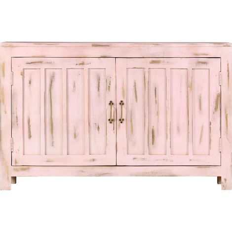 Maison Exclusive - Buffet Rose clair 110x35x70 cm Bois de manguier massif (1/5)