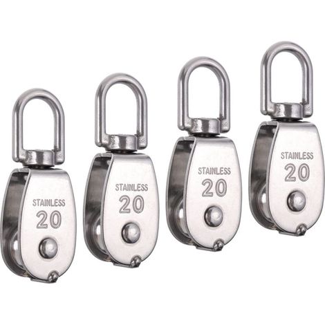 5 pièces M20 grue de levage crochet pivotant bloc de poulie simple fil suspendu roue de remorquage 304 en acier inoxydable (1/5)