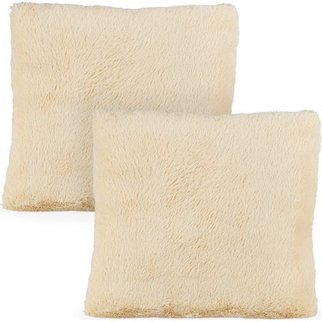 Set di 2 cuscini decorativi gradevoli e soffici salotto camera da letto 35 x 40 x 12 cm in poliestere beige 130009181