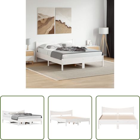 vidaXL Estructura de cama sin colchón madera de pino blanca 150x200 cm (1/5)