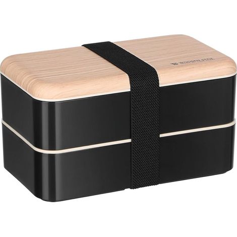 Boîte à bento double compartiment 1,2 l en polypropylène noir et (1/5)