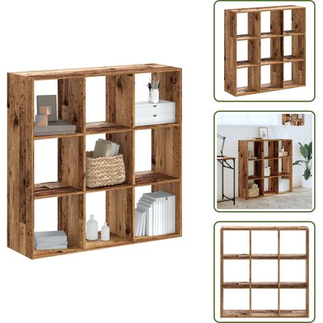 The Living Store Bibliothèque vieux bois 102x32x102 cm bois d'ingénierie - Bibliothèque - Meuble Rangement - Étagère - Bibliothèque Design - Bibliothèque Rustique (1/5)