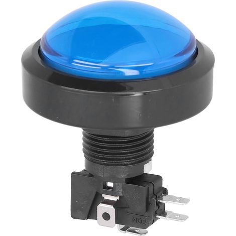 Bouton convexe de 60 mm avec interrupteur à deux pieds et voyant LED pour console de jeux/machine à pinces (bleu) (1/5)