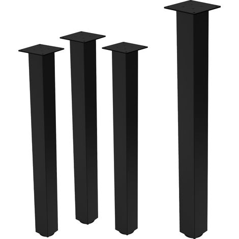 ML-Design 4er Set Tischbeine I-Design 90 cm, Schwarz glänzend, Stahl pulverbeschichtet, eckig, Profil 8x8 cm, Höhenverstellbare Möbelfüße 1-4cm, Möbelbeine für Konsolentisch Schreibtisch Arbeitstisch