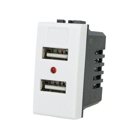Modulo Caricatore 2 Porte USB 2,1A Bianco Compatibile Bticino Living (1/3)