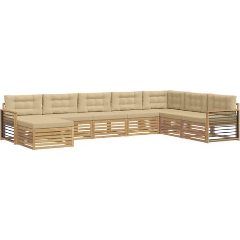 Outdoor Sofa Set with Cushion 8 pcs White and Beige vidaXL (1/5)