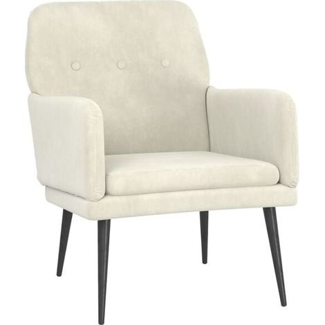 Fauteuil beige, 62x79x79 cm, revêtement en velours (1/5)