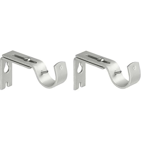 Crochets muraux réglables pour tringle à rideaux, lot de 2, nickel argenté (1/5)
