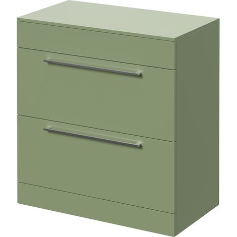 Napoli 460 Olive Green 800mm 2 Drawer Vanity Unit for Countertop Basins - 800mm - Chrome 480mm Handle