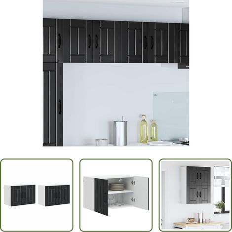 Küchenwandschrank -  Küchenschrank 2 pcs Schwarz 60 x 31 x 40 cm Holzwerkstoff (1/5)