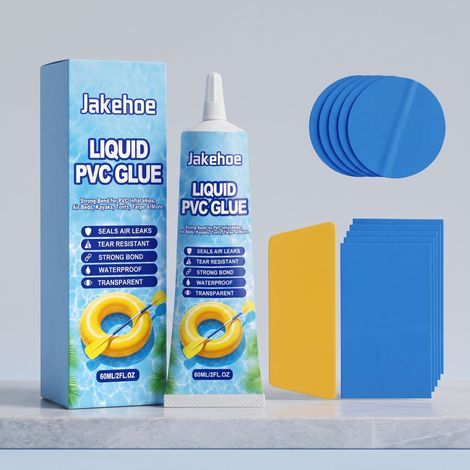 Inflatable Mattress Repair Kit - Swimming Ring Air Cushion Camping Inflatable Mattress Leak Repair Tool Set -- 60ml1 + Scraper1 + Round Patches5 + Rectangular Patches5 -- BIEMMEDUE (1/5)