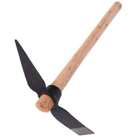 Pioche de Jardinage Professionnelle avec Manche en Bois Robuste, Outil Manuel Idéal pour Creuser et Aérer la Terre
