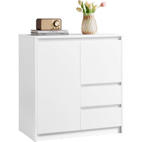VASAGLE Collezione KAILYN - Credenza, Mobile Contenitore, con Anta e Ripiano Regolabile, 2 Cassetti, 40 x 70 x 74,5 cm, per Soggiorno, Sala da Pranzo, Ufficio, Bianco Nuvola BBK243W01V1 (1/5)