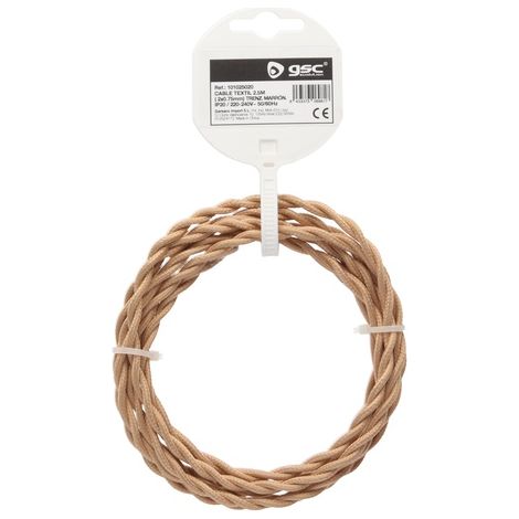 Cable textil 2,5M (2x0.75mm) trenzado Marrón claro