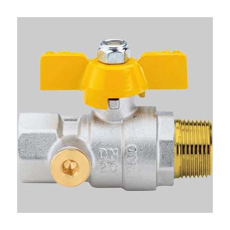 VALVOLA SFERA GAS M/F CON DUE PRESE PRESSIONE FARFALLA ALLUMINIO  3/4     ENOLGAS