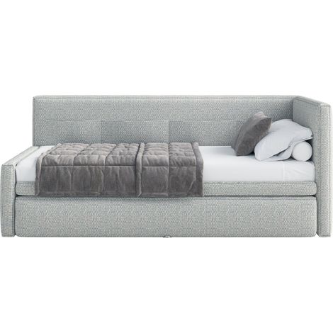 Selsey Nesmi - Lit rembourré - 90x200 cm - tissu tressé Bleu clair (1/5)