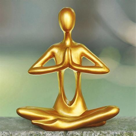 Figurine de yoga de bureau, ensemble de figurines en résine noire pour la décoration de la maison ou du bureau. (1/5)