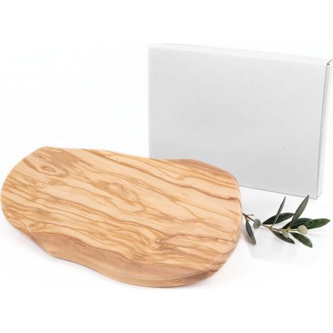 Lupia Tagliere in Legno di Ulivo irregolare Rustico Grande 17,5x29 cm, spessore 1,5 cm, Elegante e Versatile per Cucina, Aperitivi, Degustazioni e Bomboniere per Eventi Speciali, scatola Bianca (1/4)