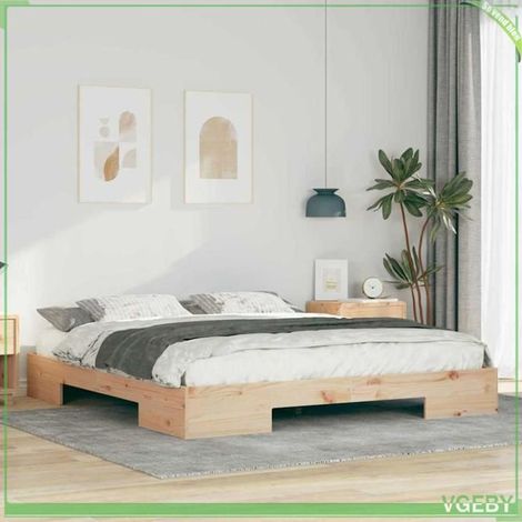 Cadre de lit - ABI - 180 x 200 cm - Bois massif en pin - Marron - Durable et moderne (1/5)