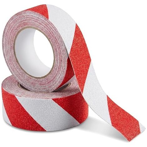 Ruban Antidérapant Sécurité Bande Antidérapante Adhésive Pour Escaliers 50mm x 10m Rouge Blanc Rubans Marquage De Sécurité Pour Ruban Escaliers Marches (1/4)