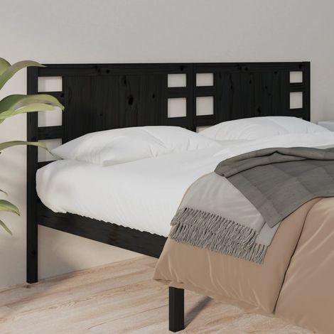 Tête de lit Contemporain Pour Lit adulte Noir 146x4x100 cm Bois massif de pin 54331 (1/5)