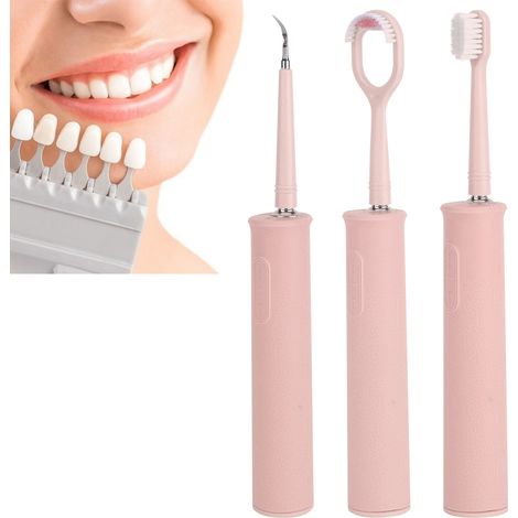 Hyperakustisches Zahnsteinentfernungsset, Zahnsteinentfernung, USB-Ladefunktion, Zahnpolitur, zuverlässige und sichere elektrische Zahnbürste, rosa (1/5)